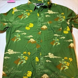 Star Wars Boba Fett Green and Yellow Graphic Men's Shirt